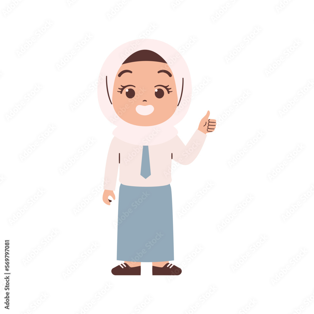 Indonesian high school student. Education concept illustration