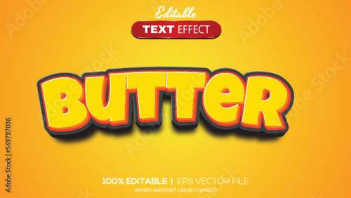 3D editable text effect butter theme