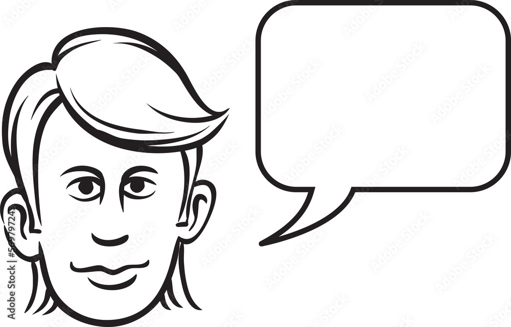 whiteboard drawing young man face with speech bubble - PNG image with transparent background whiteboard drawing young man face with speech bubble - PNG image with transparent background