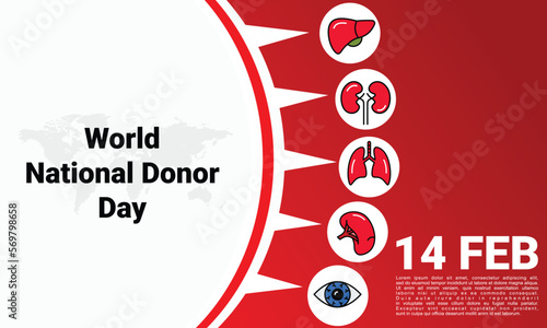 Vector illustration on the theme of National Organ Donor Day on February 14th.