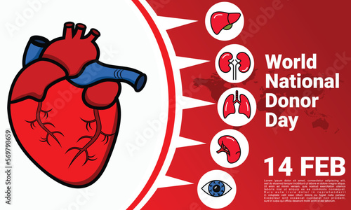 Vector illustration on the theme of National Organ Donor Day on February 14th.