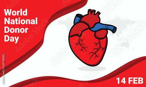 Vector illustration on the theme of National Organ Donor Day on February 14th.