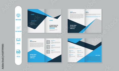 8 pages corporate modern brochure and company profile, magazine, portfolio template design
