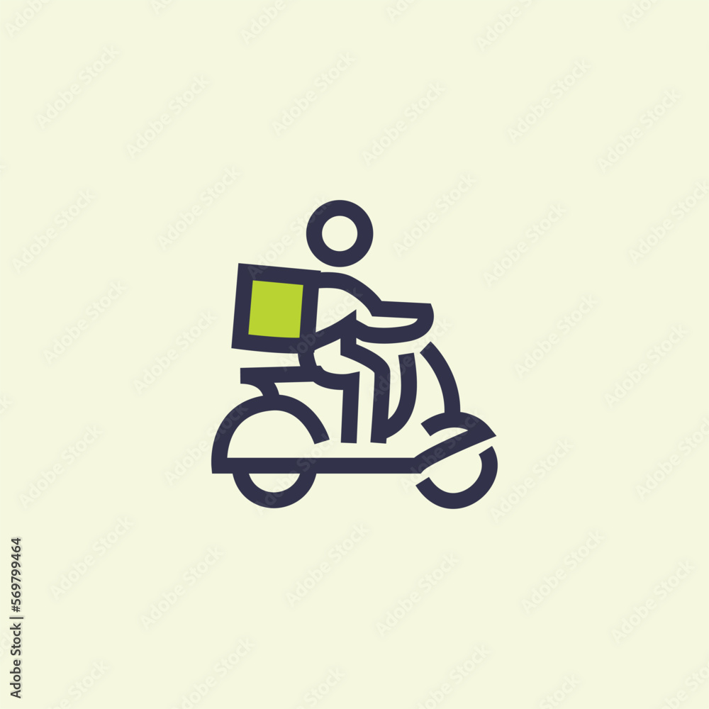 Rider icon for courier or food delivery. Premium delivery courier icon on plain BG. Food delivery bike rider delivering food. Rider icon for courier or food delivery. Premium delivery courier icon on plain BG. Food delivery bike rider delivering food.