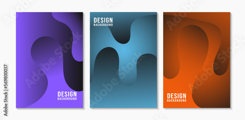 Set of Violet, Blue, and Orange Graident Abstract Liquid Fluid Background Template Illustration. Suitable For Your Banner, Poster, and Cover. Vector Eps 10