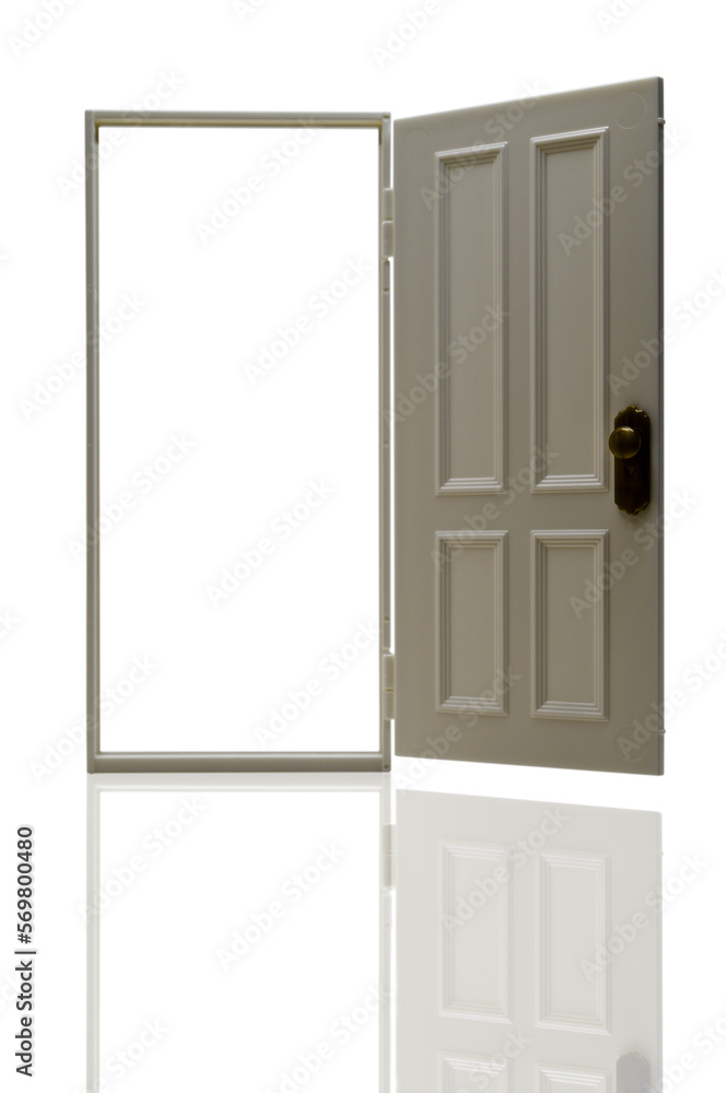 Naklejka premium 全開の白いドア