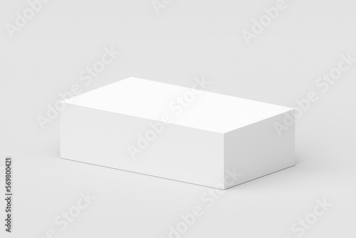 White cube podium platform isolated on 3d geometric background with blank box product stage stand minimal display or empty rectangle pedestal block object perspective mockup presentation show concept.