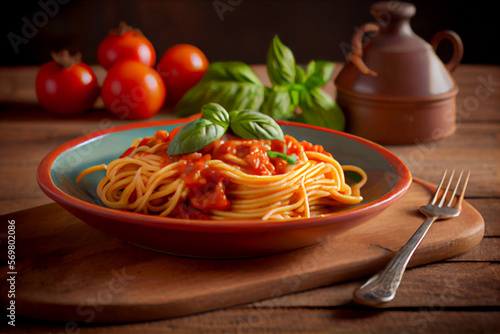 Appetitanregende Spaghetti mit Tomatensauce - Generative Ai