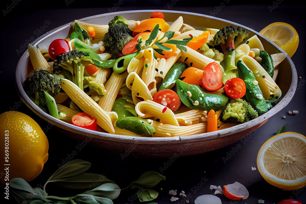Appetitanregende Penne mit Gemüse - Generative Ai Appetitanregende Penne mit Gemüse - Generative Ai