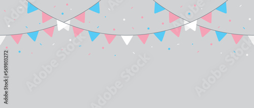 Transgender flag triangle party buntings. LGBTQIA+ concept. Flat vector illustration.
