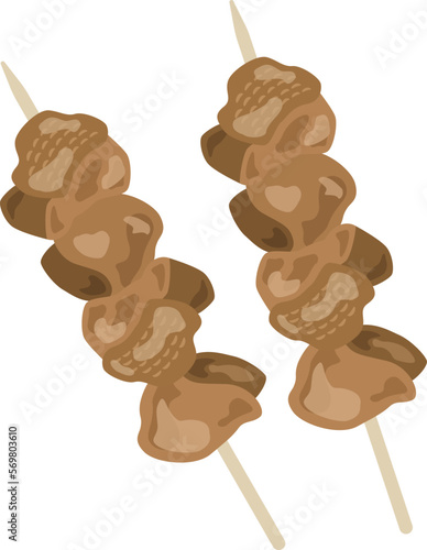 タレ漬けの焼き鳥のイラスト