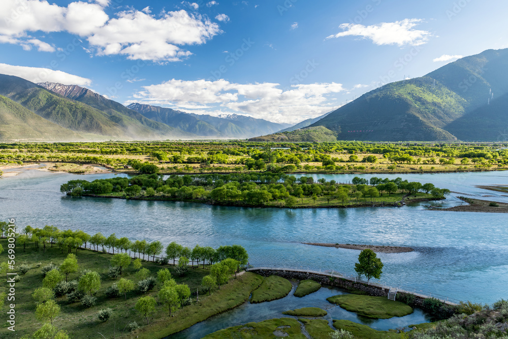 Niyang River landscape in Nyingchi city Tibet Autonomous Region, China.