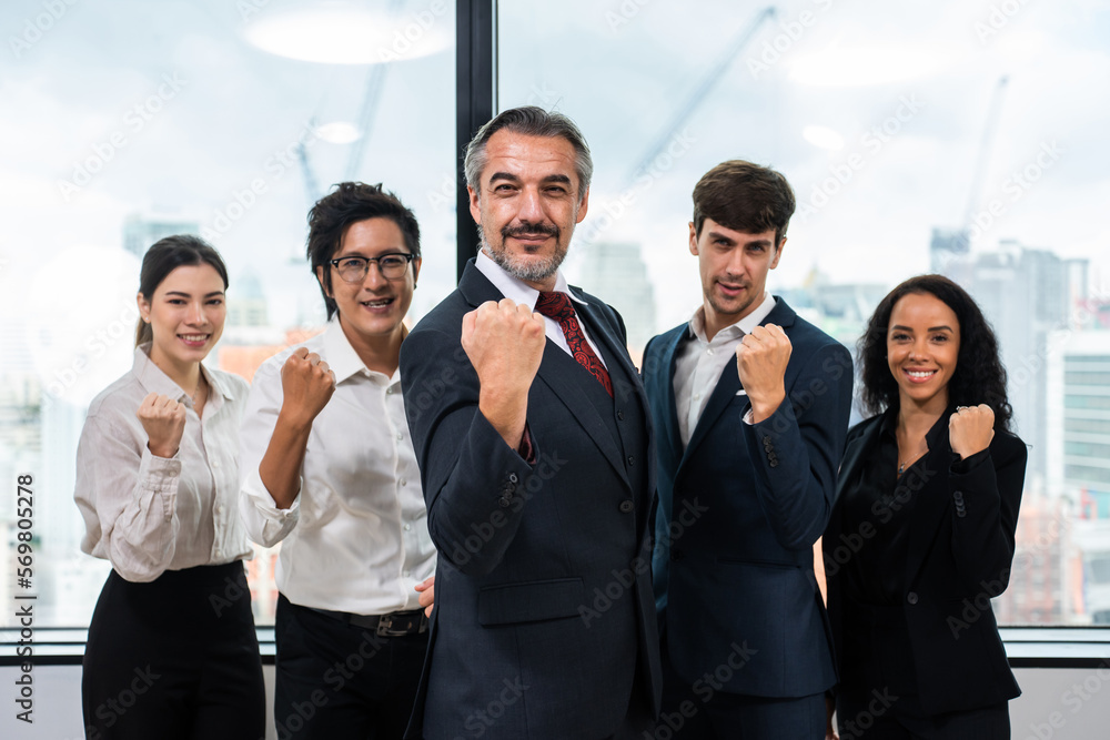 Obraz premium Portrait group of businessman and woman people stand with confidence. 