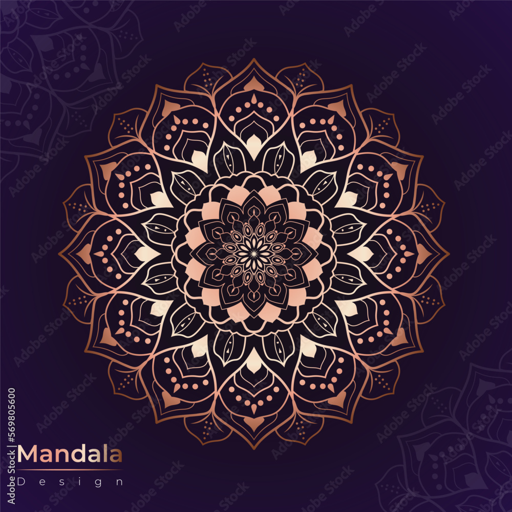 Luxury and floral abstract mandala design template, good decorative abstract mandala design with beautiful black background