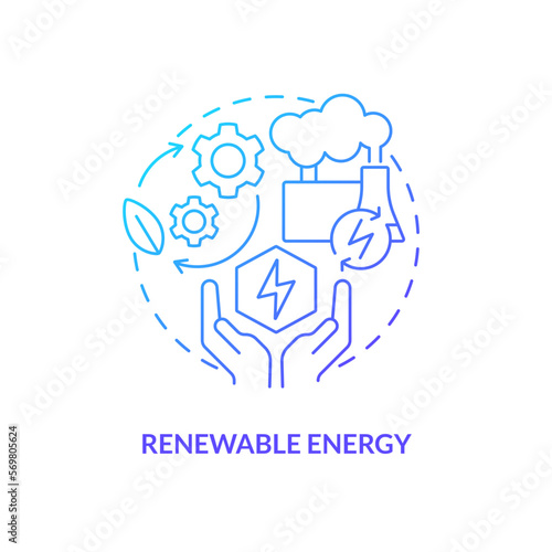 Renewable energy blue gradient concept icon. Natural source. Generate electricity. Geothermal power advantage abstract idea thin line illustration. Isolated outline drawing. Myriad Pro-Bold font used