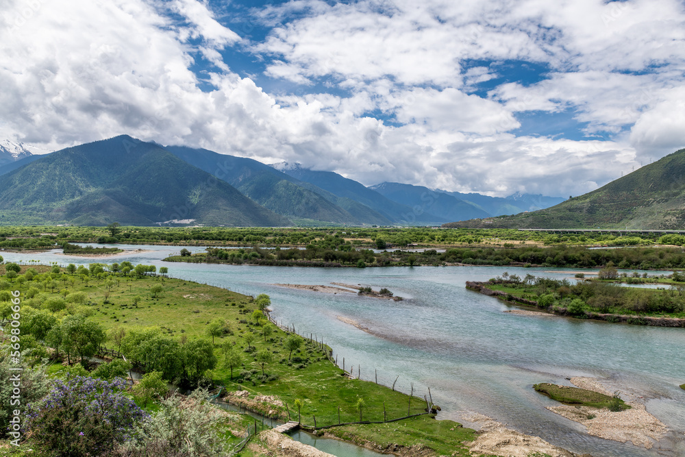 Niyang River landscape in Nyingchi city Tibet Autonomous Region, China.