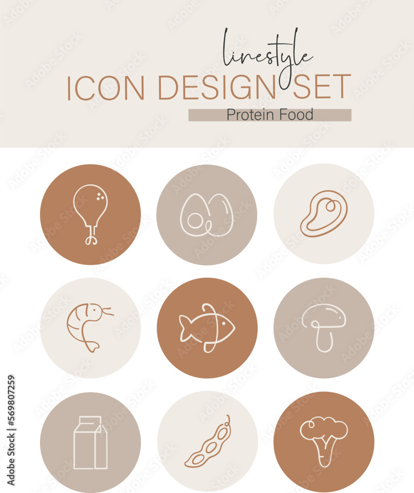 Linestyle Icon Design Protein Food Linestyle Icon Design Protein Food