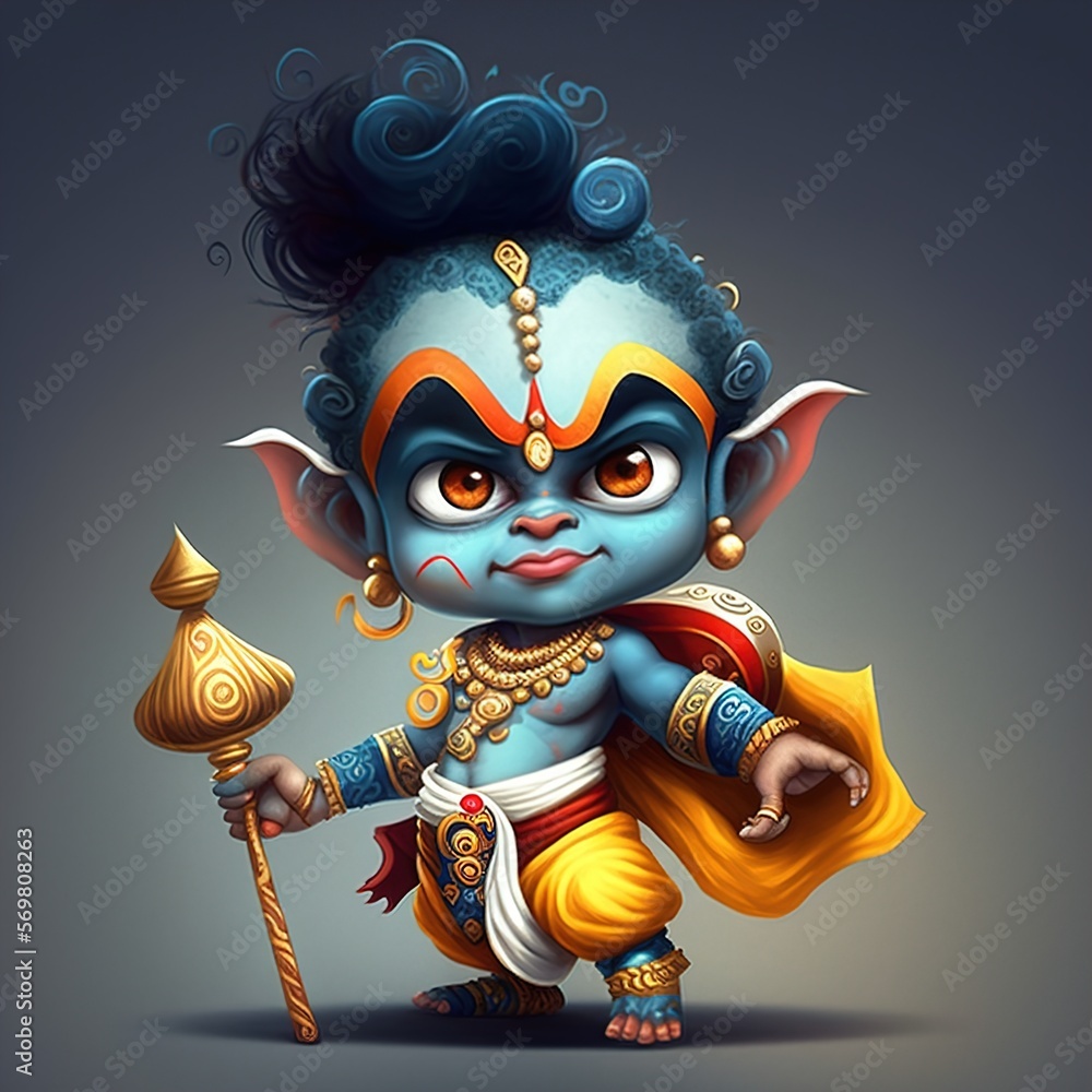 illustration of happy Janmashtami. cute baby krishna animated ...