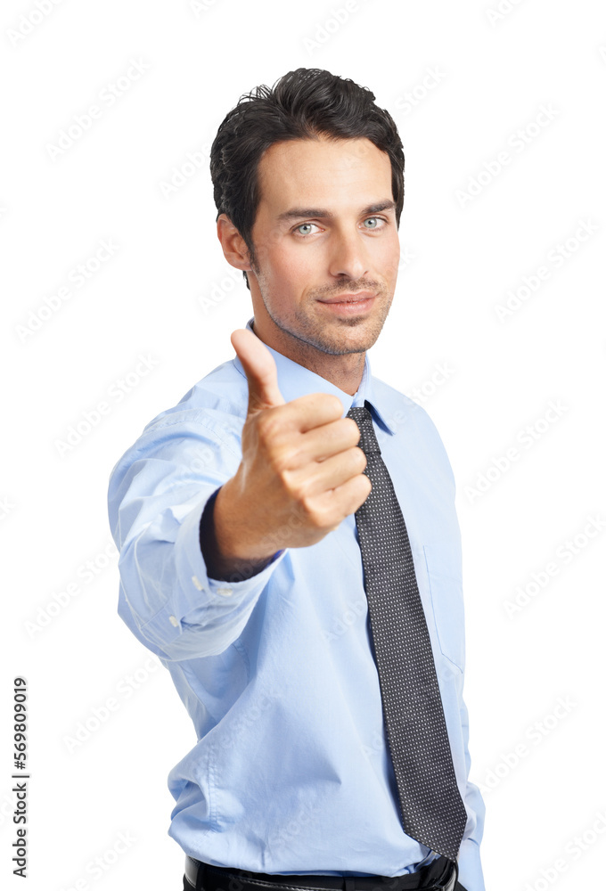 A handsome male model formally dressed gives a thumbs up with copy space as an approval or a confirmation sign and smiles looking at the camera isolated on a png background. A handsome male model formally dressed gives a thumbs up with copy space as an approval or a confirmation sign and smiles looking at the camera isolated on a png background.