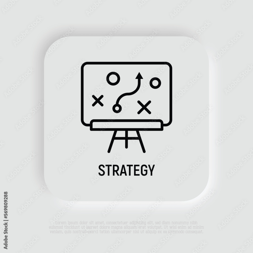 Business strategy thin line icon. Planning of tactics on blackboard. Vector illustration. Business strategy thin line icon. Planning of tactics on blackboard. Vector illustration.
