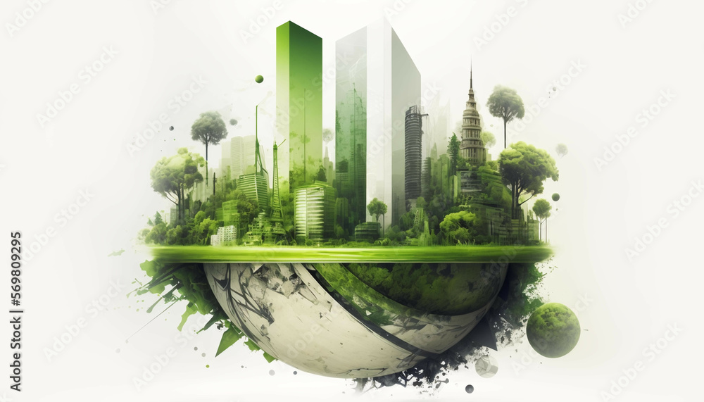 City dedicated to sustainable engineering and environmental responsibility. Urban development, implementing innovative green engineering projects. Generative AI