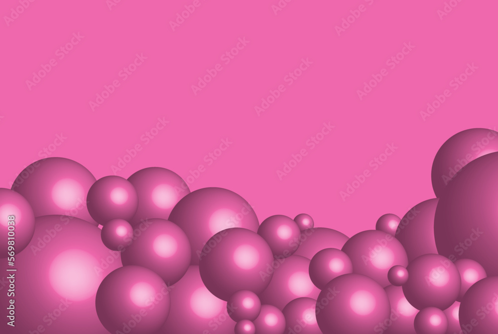 Abstract 3d ball shapes with pink background vector illustration