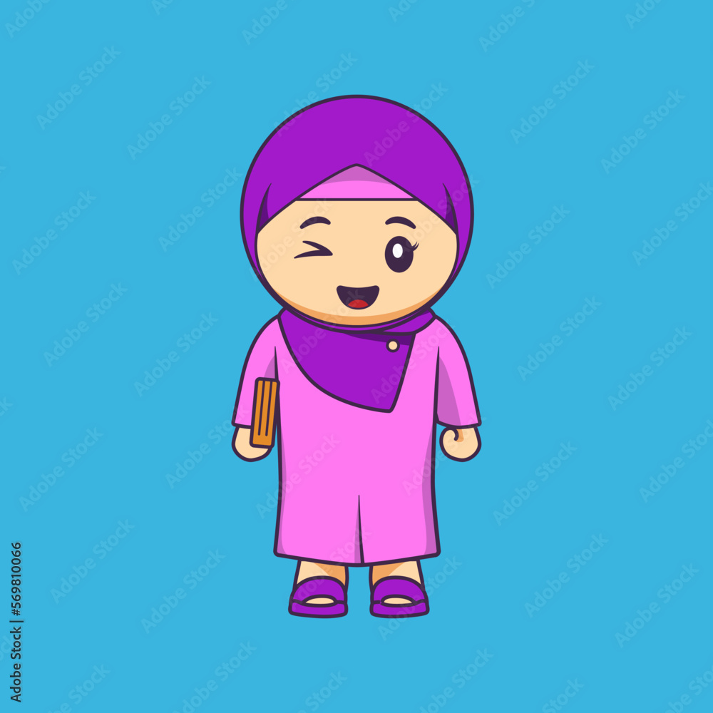 Cute Moslem Character Vector Illustration Of A Muslim Girl Wearing cute-moslem-character-vector-illustration-of-a-muslim-girl-wearing
