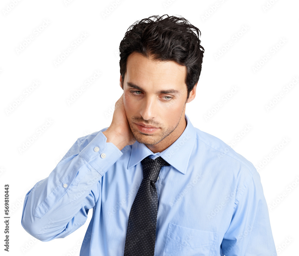 A business manager or sales executive feeling demoralized and negative after a meeting with a stubborn client or boss isolated on a png background. A business manager or sales executive feeling demoralized and negative after a meeting with a stubborn client or boss isolated on a png background.