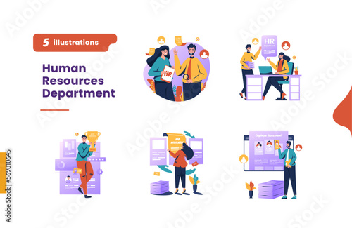 Human resources department flat design bundle pack