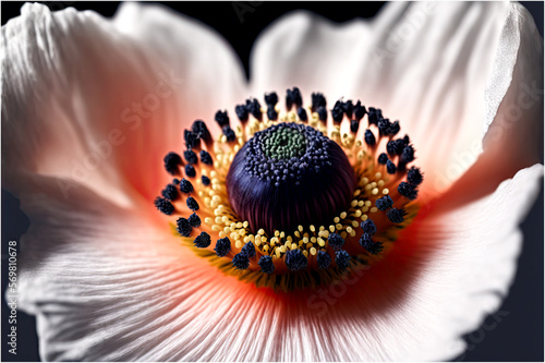Fresh Anemone Flower Close Up Floral Abstract Macro - Post-processed Generative AI