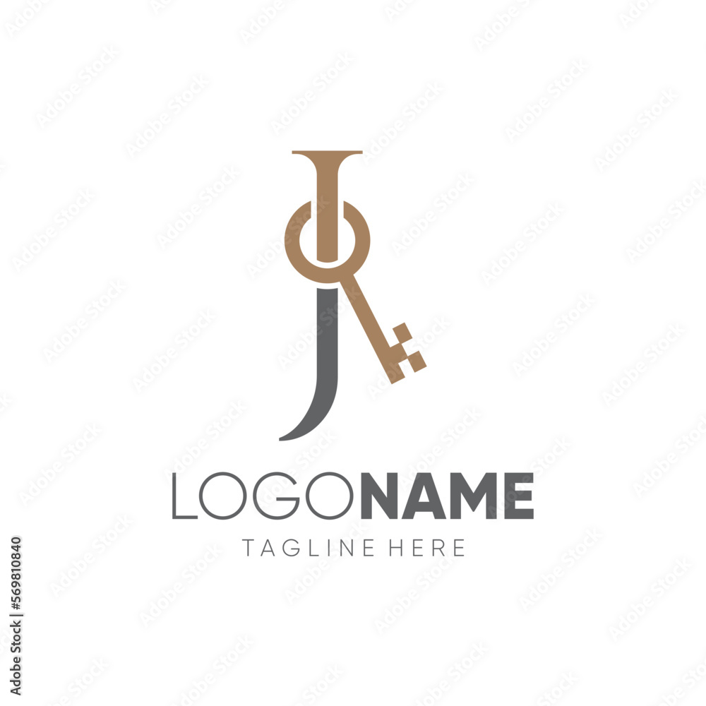 Initial Letter J Key Logo Design Vector Icon Graphic Emblem Illustration Initial Letter J Key Logo Design Vector Icon Graphic Emblem Illustration