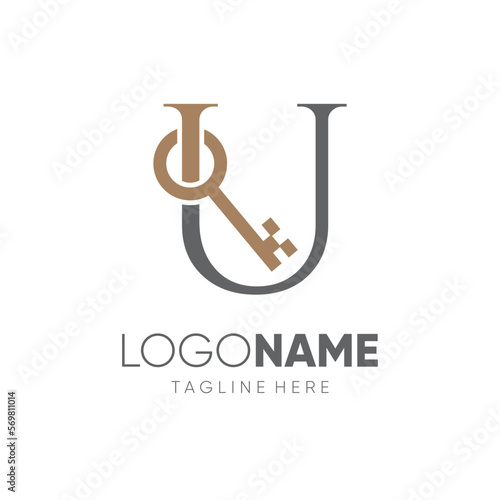 Initial Letter U Key Logo Design Vector Icon Graphic Emblem Illustration