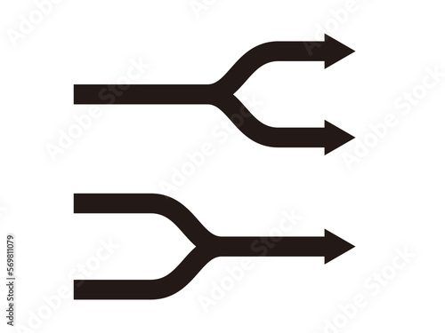黒色の二股に分かれている矢印と結合を表す矢印 photo
