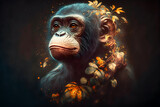 A beautiful depiction of chimpanzee in nature - Generative AI