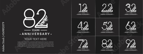 set of anniversary logotype white color and ornament for special celebration event