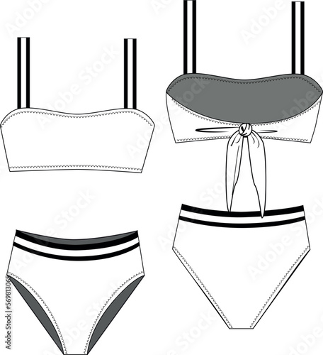 women set of bikini drawing