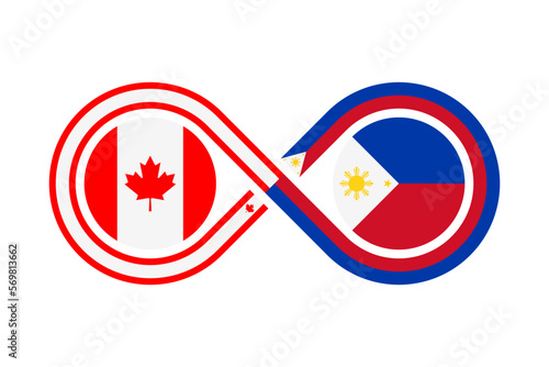 unity concept. canadian english and filipino language translation icon. vector illustration isolated on white background