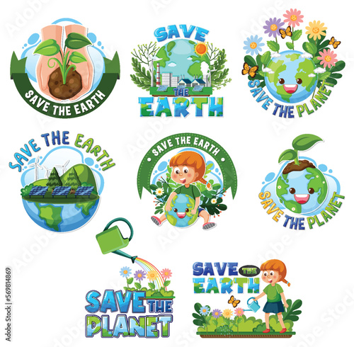 Save the earth logo and banner set