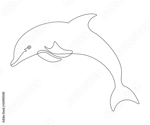 abstract dolphin, hand-drawn, continuous mono line, single line art, contour drawing