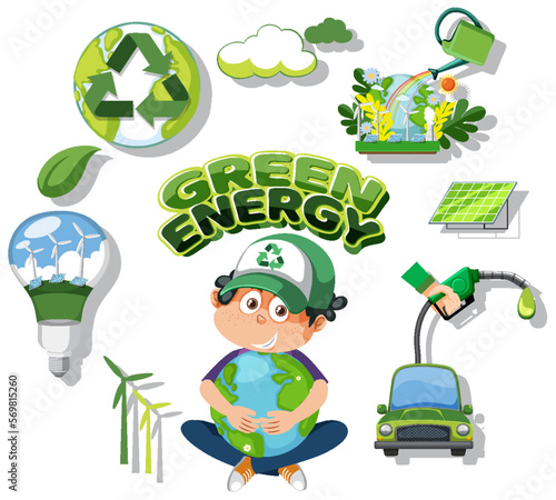 Green energy logo banner vector