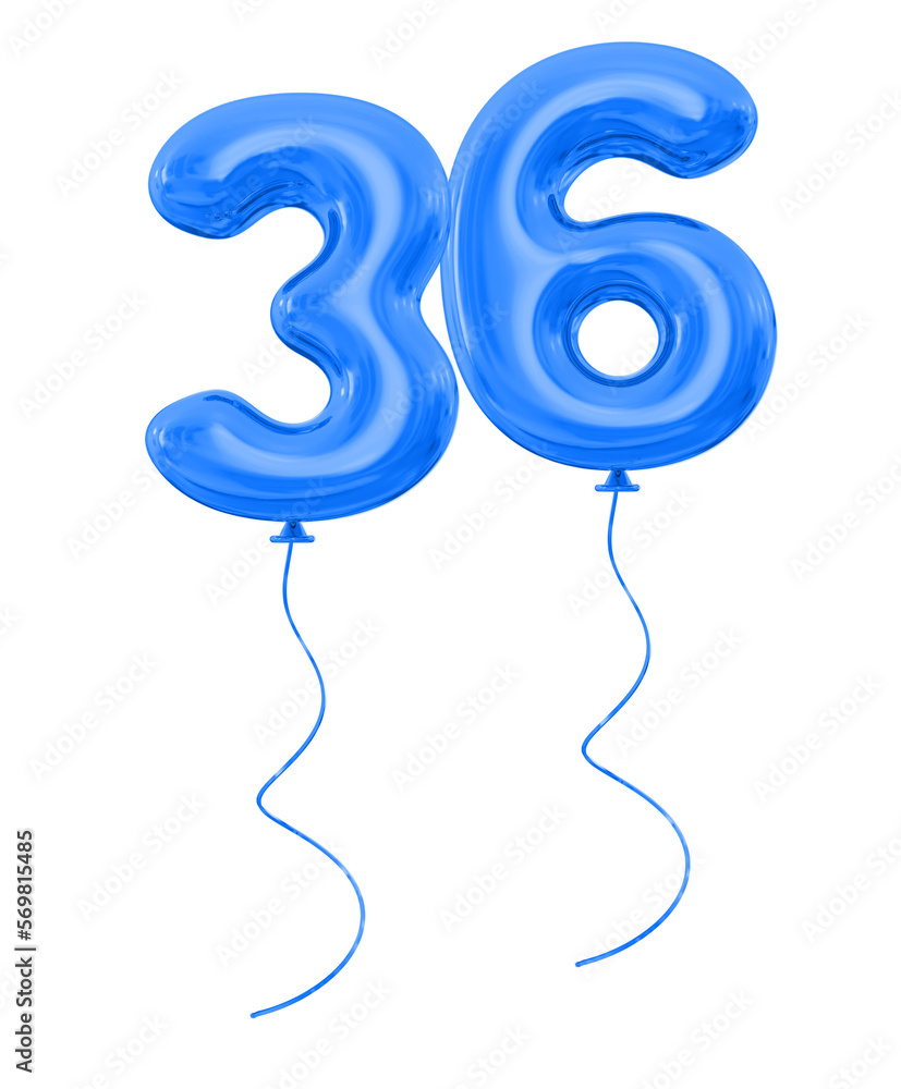36 Blue Balloon Number