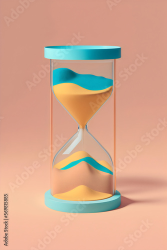  3d pastel hourglass with yellow and blue sand created with generative ai