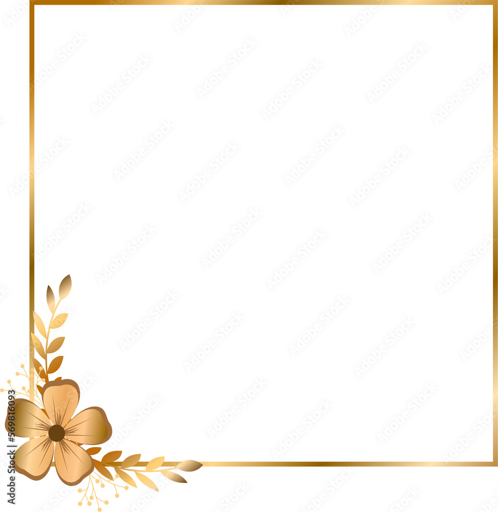 Obraz premium Golden wreath frame for invitation
