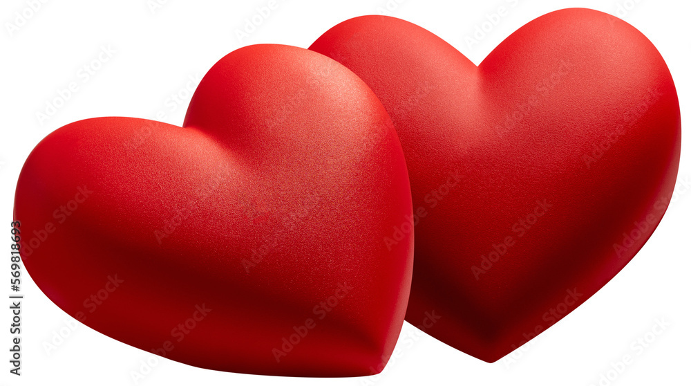 two red hearts isolated on white