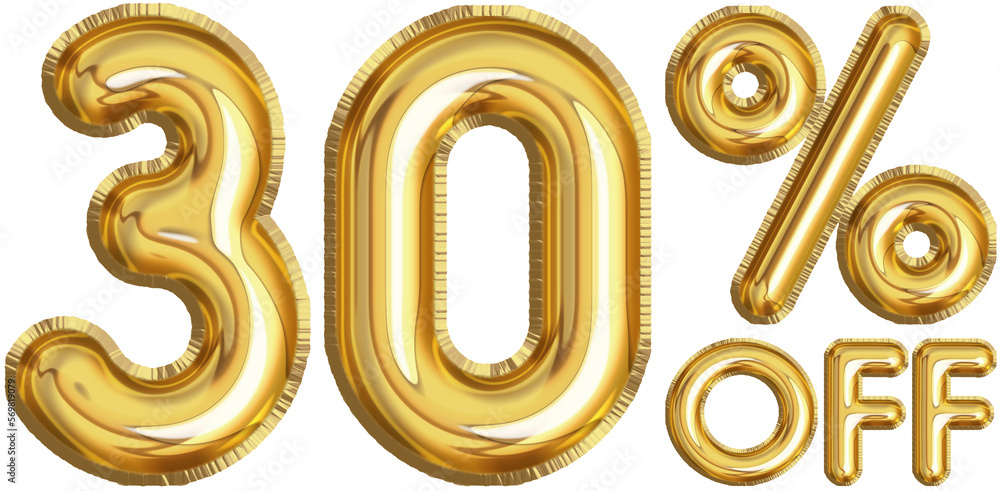 Golden balloon 30 Percent off Discount label Golden balloon 30 Percent off Discount label