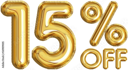 Golden balloon 15 Percent off Discount label