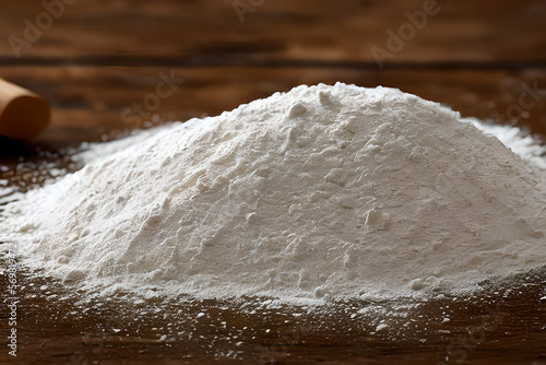 AI generated image of a pile of white flour on a table