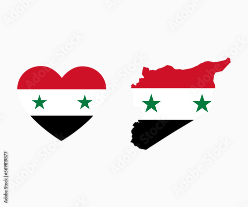 Syria flag button. Syria map and flag vector