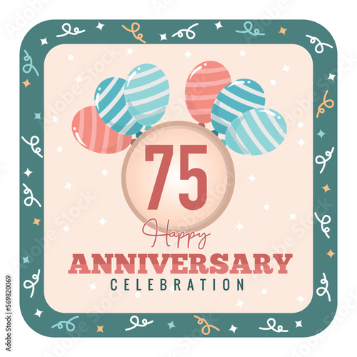 75 years anniversary logo with balloon design template vector design abstract 