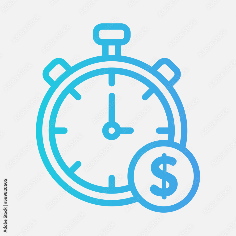 Time is money icon in gradient style, use for website mobile app presentation